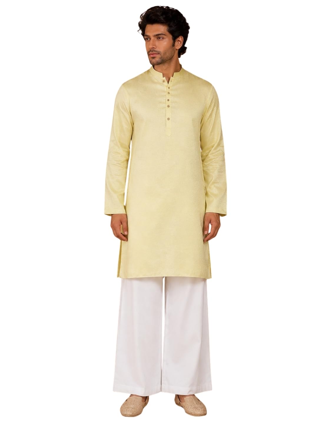 see designs Men's Full Sleeve Mandarin Collar Woven Straight Kurta with Flare Pyjama-picture-26