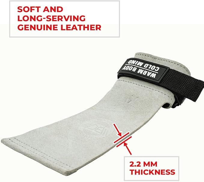 Image of WARM BODY COLD MIND Leather Hand Grips - NO Holes for Weightlifting, Powerlifting, Gymnastics, Cross Training, Pull-Ups, Weight Lifting, Wrist and Palm Protection