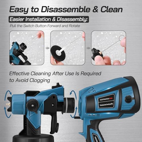 Sunowl Paint Sprayer, 800W HVLP Electric Spray Gun with 1400ML Container 4 Nozzles and 3 Patterns, Paint Sprayer for Walls and Ceilings, Home Interior and Exterior, Fence 6 Sunowl Paint Sprayer, 800W HVLP Electric Spray Gun with 1400ML Container 4 Nozzles and 3 Patterns, Paint Sprayer for Walls and Ceilings, Home Interior and Exterior, Fence - Image 6