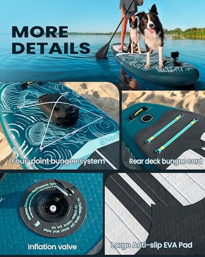 Image of Inflatable Paddle Board, Stand Up Paddle Board, Stable Design with Non-Slip Comfort Deck, Portable Travel Paddle Board for Adults & Beginners, Ocean Inspired Design