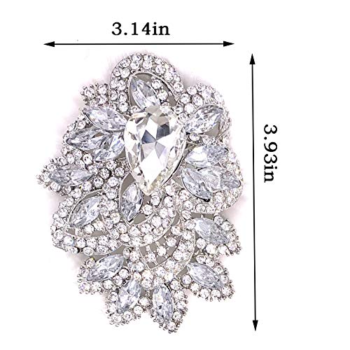 Laxpicol Women's Vintage Clear Austrian Crystal Elegant Flower Teardrop Brooch Wedding Jewelry Silver Tone #TOP4