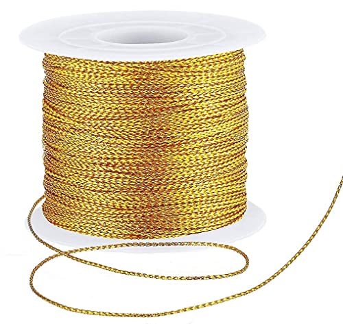 Bdwievn Gold String Metallic Cord 1mm Tinsel String Thread f...