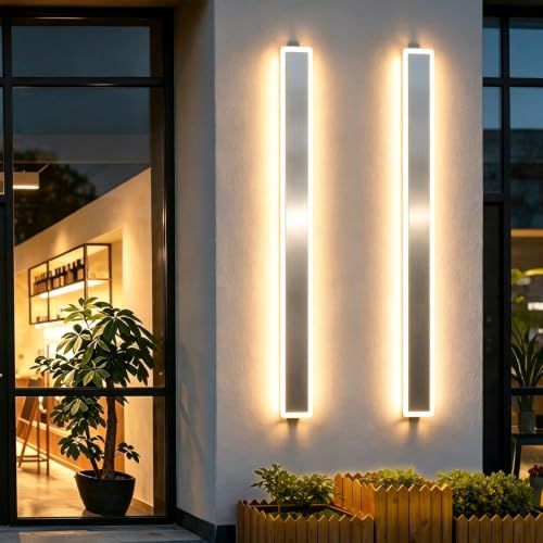 Image of Aipsun 39.4in Brushed Nickel Outdoor Wall Sconces 2 Packs