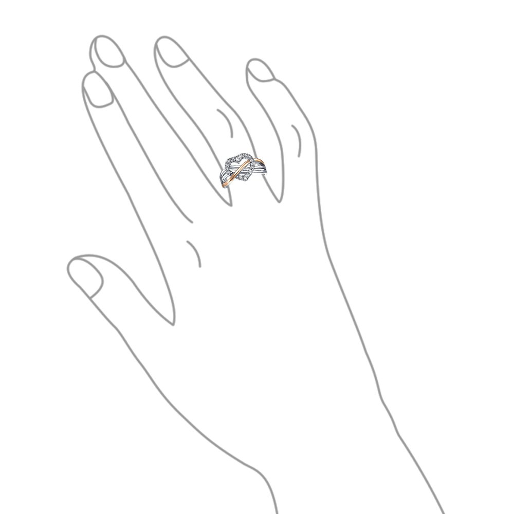 Bling Jewelry Romántico anillo de promesa para mujer con diseño entrelazado de infinito y corazón acento de circonita cúbica pavé de dos tonos chapado en oro rosa plata de ley .925