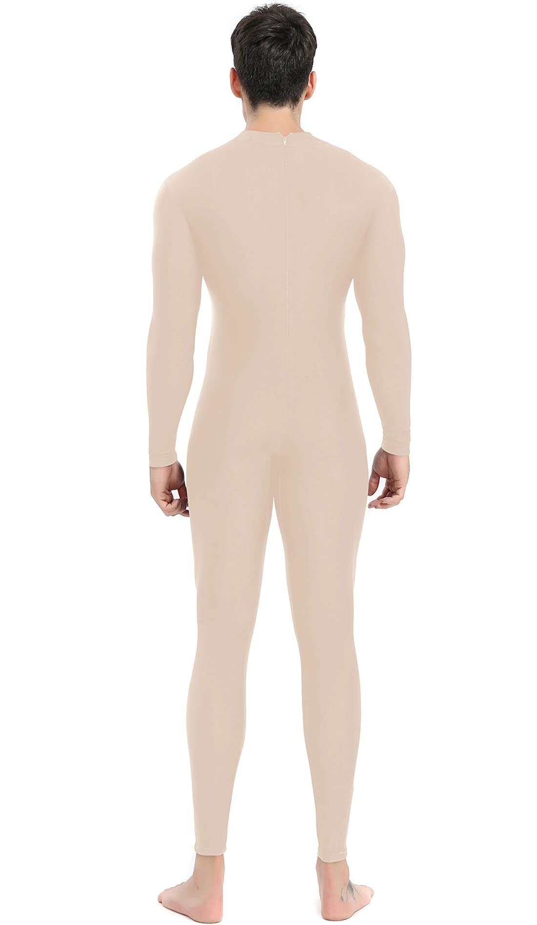 Men's Smooth Glossy Bodysuit - Full Body Jumpsuit, Zipper Leotard, 80% Nylon 20% Spandex