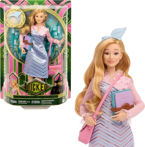 Mattel Universal Wicked Glinda Fashion Doll & Accessories with Styled Blonde Hair Posability & Removable School Uniform Look