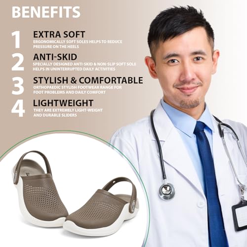 Image of Men EVA Clogs with Adjustable Back Strap | Lightweight Cushioned Footbed | Anti-Slip Sole | Everyday Wear Indoor & Outdoor Sandals for Men