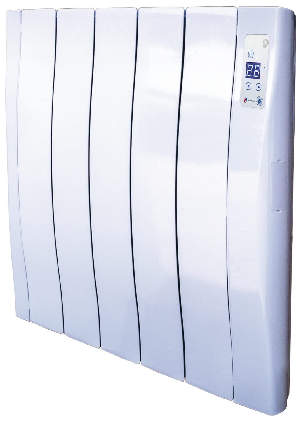 Haverland WI5 - Radiateur électrique à haute inertie en fonte d'aluminium (connectable)*, auto-programmable, 800 W, utilisation +6h/jour, +/- 7-12 m², Blanc