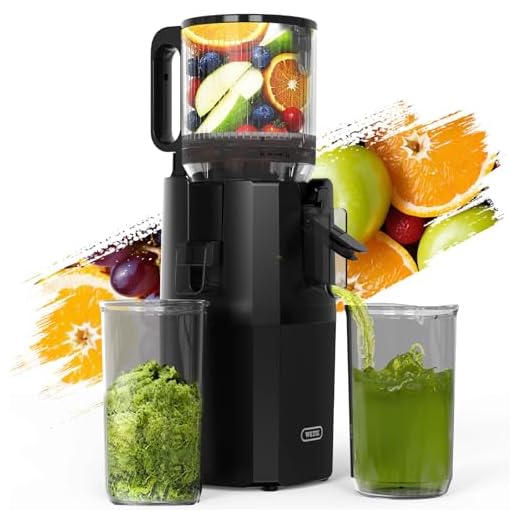 WETIE Estrattore Lento Frutta e Verdura, Estrattore di Succo a Freddo con Apertura Extra Large 120mm, 99% Resa, Facile da Smontare e Pulire, BPA Free, Include 2 Bicchieri e Ricettario