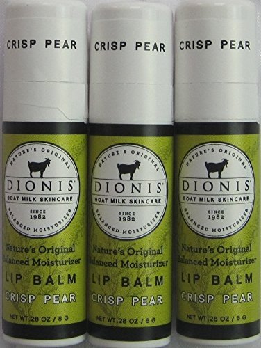 Dionis Lip Balm - Crisp Pear - 0.28 Oz Tube - Pack of 3 in a Gift Bag