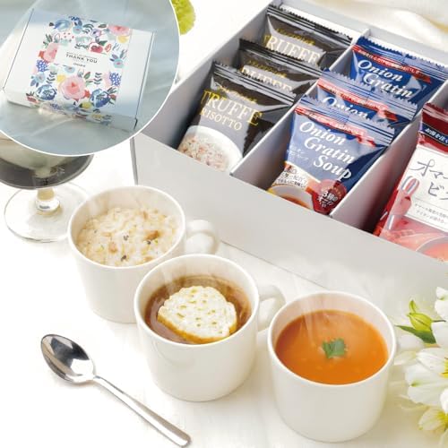 （08:30時点） 【お歳暮】高級 フリーズドライ 3種8食 洋食セット オニオングラタンスープ オマール海老 ビスク トリュフリゾット お見舞い お返し 産休 プレゼント 人気商品 内祝い 御祝 お誕生日 出産祝いお中元 敬老の日 父の日 母の日 お歳暮 出産祝い ママ用 【 ピルボックス 】 (3種8食, 高級フリーズドライ洋食ギフト)（ THANK YOUパッケージ）