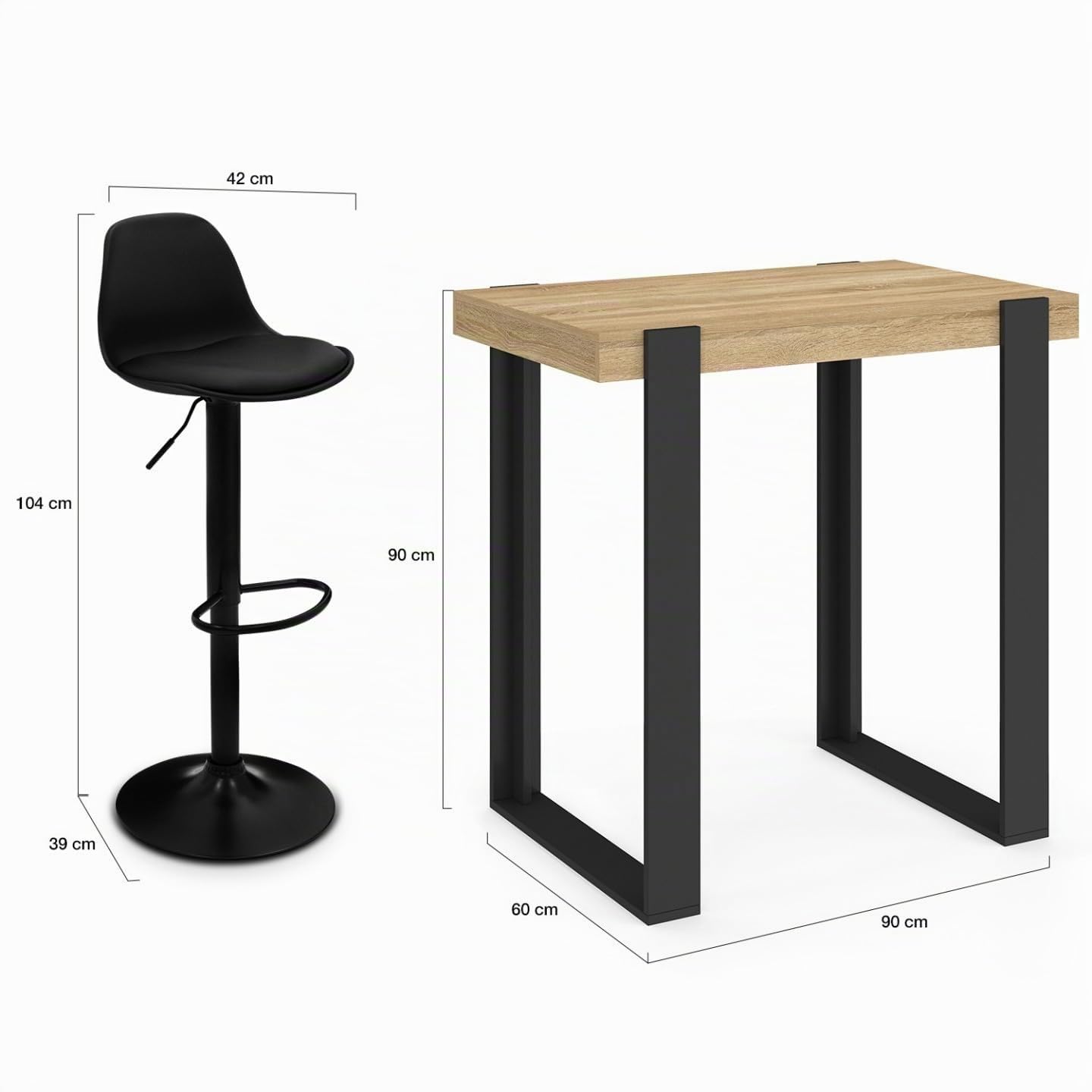 IDMarket - Ensemble Table de Bar Phoenix et 2 tabourets Karl