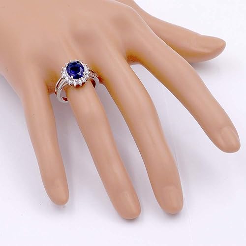 Miniatura 3 de Lavencious Anillos redondos ovalados de circonita cúbica, para boda, fiesta, compromiso, inspirado, cócteles, para mujer, talla 5-10