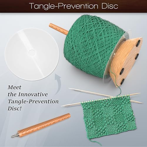 Image of BARVA Yarn Holder Set 22 Lb Capacity w /Extra Spindle | Acrylic Disk for 12 Inch Chunky Yarn Cakes | Bearing Spinner & Big Rubber Anti Slip Pads | European Crochet Accessories & Fiber Crafts Pro Tools
