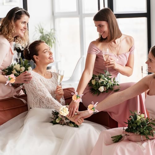 image for LAIAMER 24 Pcs Corsage Wristlet Bands, Floral Wrist Corsage Wedding Br
