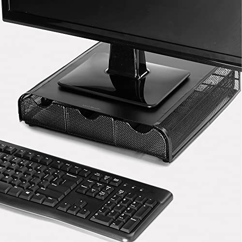 image for Mind Reader Monmesh-Blk Monitor Stand and Desk Organizer, Black Metal 