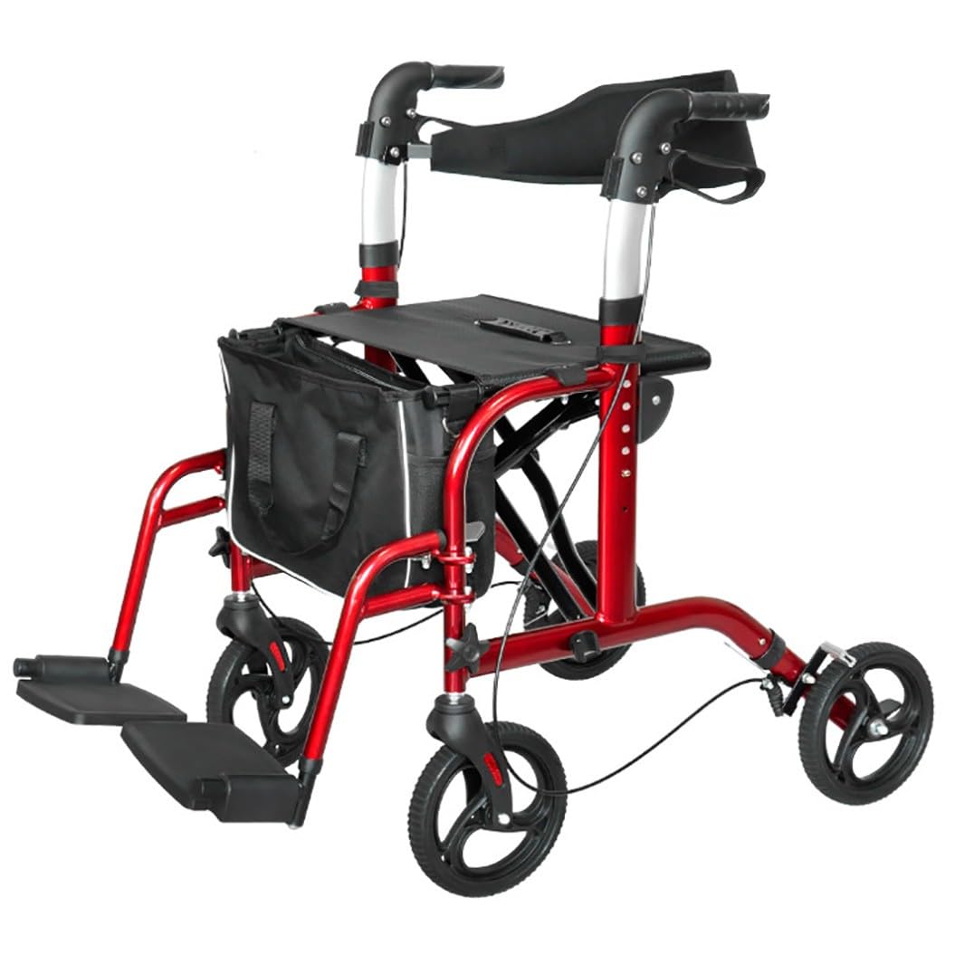 Andadores para Personas Mayores con 4 Ruedas,andador para exteriores,Andador para ancianos de aluminio plegable,Rollator,Andador para Ancianos con Asiento A