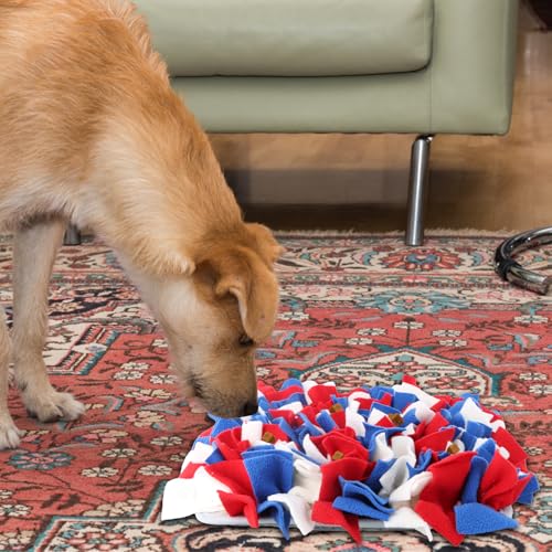 Amexo Schnüffelteppich für Hunde, Hundespielzeug Intelligenz Intelligenzspielzeug Riechen Trainieren Waschbar Futtermatte Trainingsmatte Schnüffeldecke für Alle Hunderassen (13.78''×13.78'')