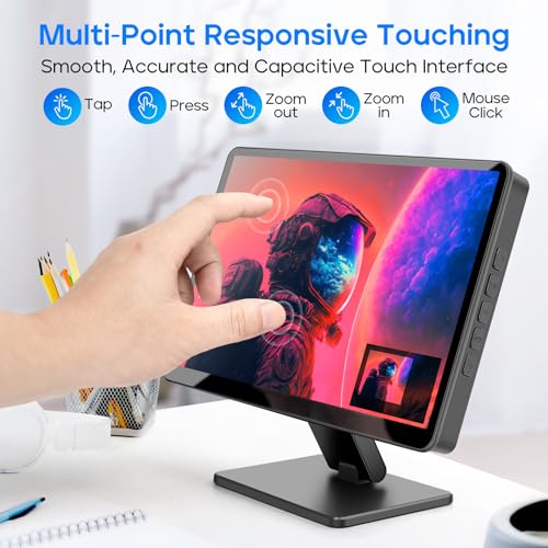 Image of ROADOM Touch Screen Monitor with Case, 7'' Raspberry Pi Screen, IPS FHD 1024x600,Responsive and Smooth Touch,Dual Built-in Speakers,HDMI Input,Compatible with Raspberry Pi /PC /Camera /Gaming /TV