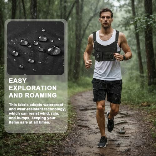 Image of GUSTAVE Chest Bag for Men Women Black Tactical Vest Bag Waterproof Multi-pockets Adjustable Rig Bag for Running, Cycling, Sports, Workouts, Outdoor