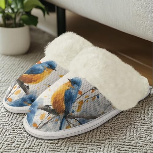 Howilath Small Bird Cotton House Shoes for Women Fluffy Slippers Warm Bedroom Shoes with Anti-Skid Sole4