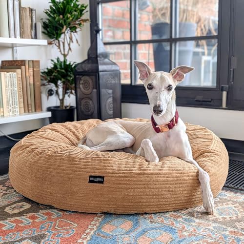 EDEL&SCHNELL Hundebett Wechselbezug in der Farbe Sand, Ersatzbezug für runde Hundebetten 125 cm, Bezug aus weichem Baumwoll-Cord-Stoff