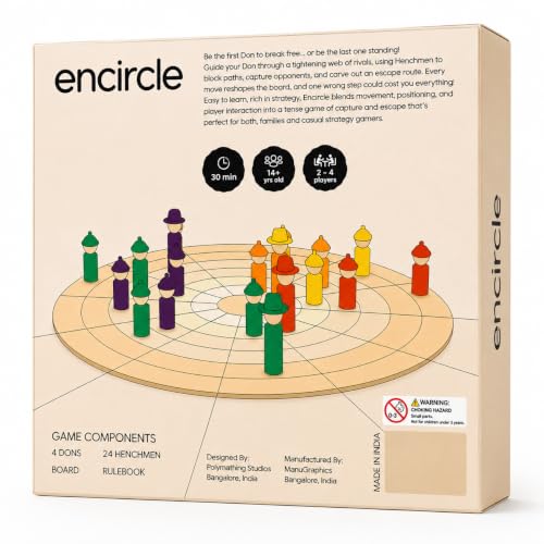 Image of Encircle: Strategy Board Game for Adults & Family | Escape, Capture & Betray | 3-4 Players | 30-40 Min | Unique Circular Board Game