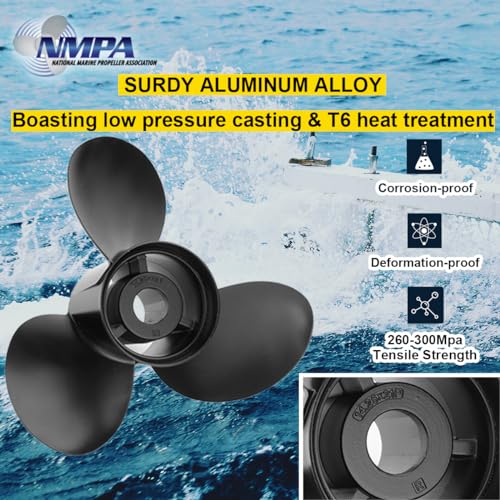 Image of VIF Boat Propeller Compatible with Mercury Mercruiser Alpha One /Bravo One Outboard Motors 135HP 150HP 175HP 200HP 225HP 250HP 300HP, 2&4-Stroke, Aluminum Propellers,15 Spline Tooth, Rh