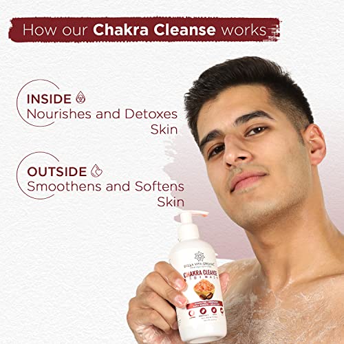 Image of Bella Vita Organic Chakra Cleansing Body Wash Shower Gel Aura Boosting Positivity with Himalayan Rock Salt, Real Coffee Beans & Essential Oils, 300 ml