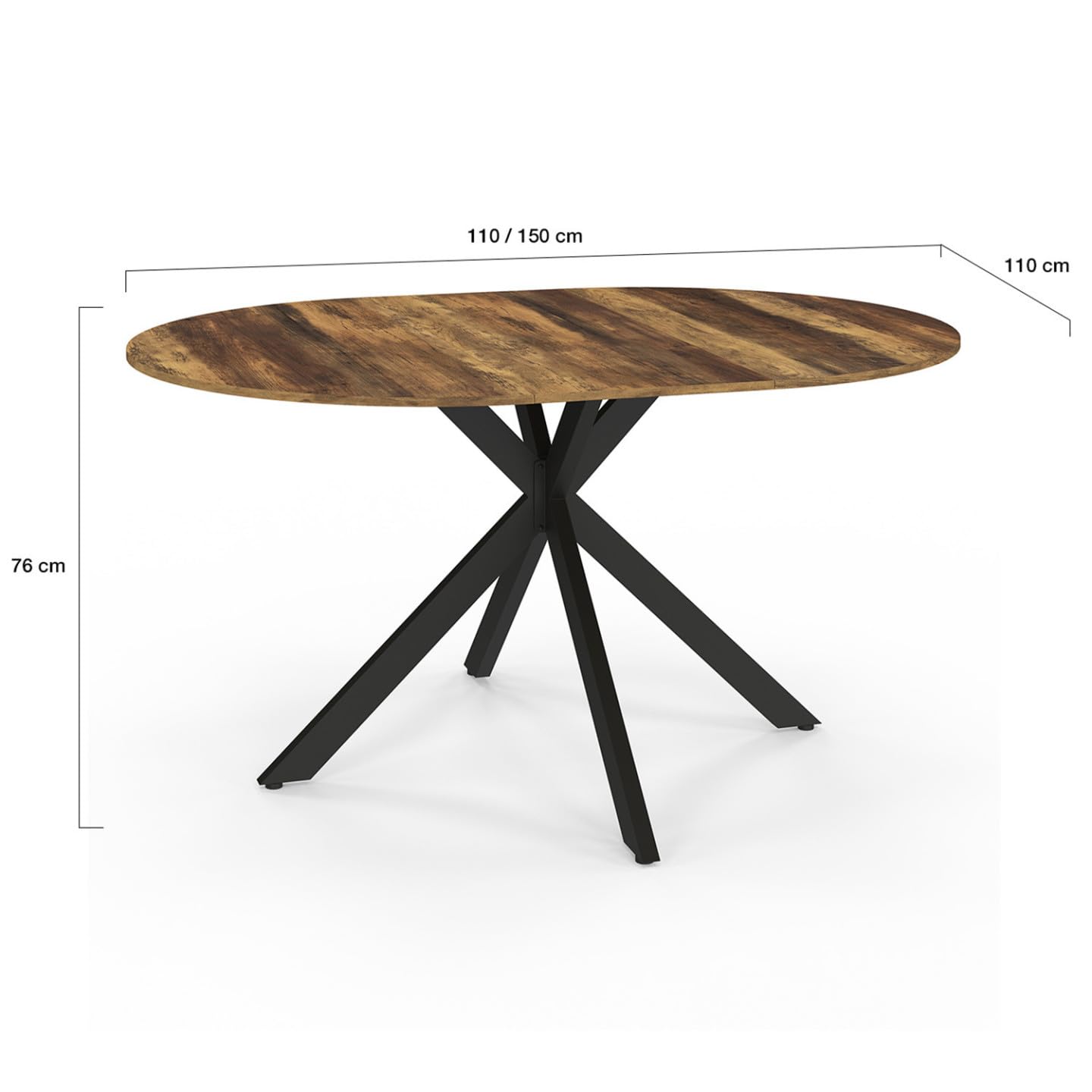 IDMarket - Table à Manger Extensible Ronde Alix 110-150 cm