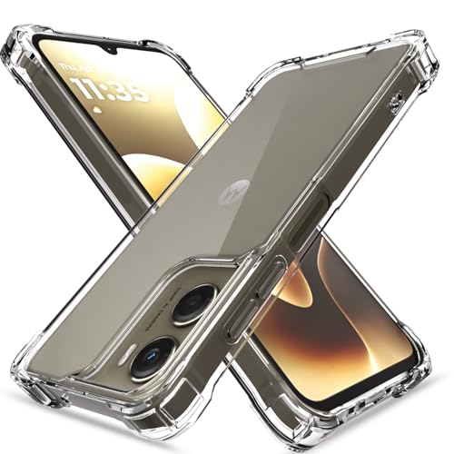 Image of Amazon Basics Back Cover for Motorola Moto G06 Power PC + TPU Clear Transparent Raised Edges Shockproof Protective Phone Bumper Case (Transparent)
