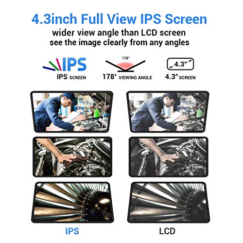 Industrial Endoscope, 5.5mm Borescope Camera 1080P HD 4.3inch Screen IP67 Waterproof Inspection Camera with 6 LED Lights, 2800mAh Battery Borescope with 8GB TF Card and Tool Box(11.5FT) - Thumbnail 6