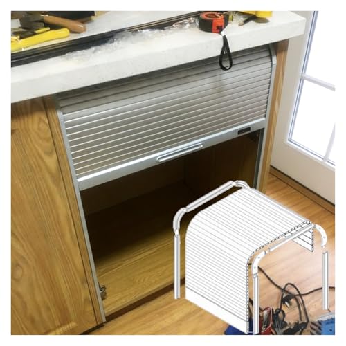 Aluminum Alloy Tambour Door for Kitchen Cabinet, Flexible Pull-Down Straight Sliding Roll Up Gate Kit for RV/Motorhome/Office/Hote(60x100cm (23.6x39.4'))