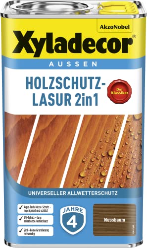 Xyladecor Holzschutz-Lasur 2in1, Universeller Allwetter-Schutz – Der Klassiker, Nussbaum, 2,5 l Xyladecor Holzschutz-Lasur 2in1, Universeller Allwetter-Schutz – Der Klassiker, Nussbaum, 2,5 l