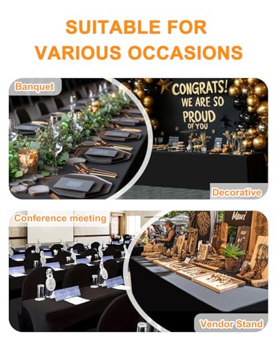 Spandex Table Cover 2 Pack 6FT Black Fitted Tablecloths,Washable Wrinkle Resistant Stretch Table Cloth Rectangle for Vendor Booth Display Items,Party Supplies for Adults,Wedding Decorations,Banquet - Image 4