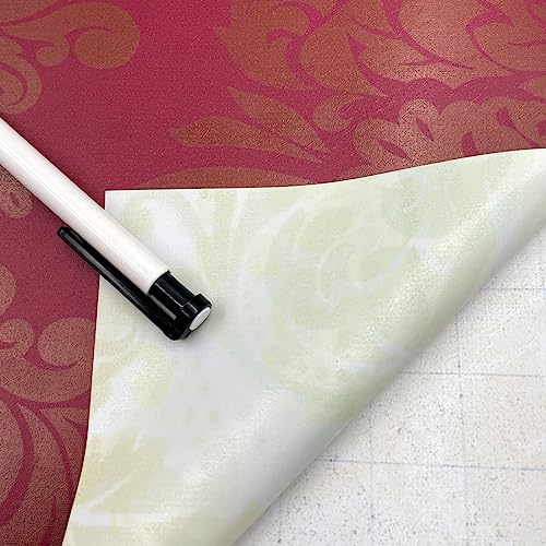 Yifely Red Golden Damask Self-Adhesive Shelf Drawer Liner Pvc Furniture Paper 45X300Cm #TOP2