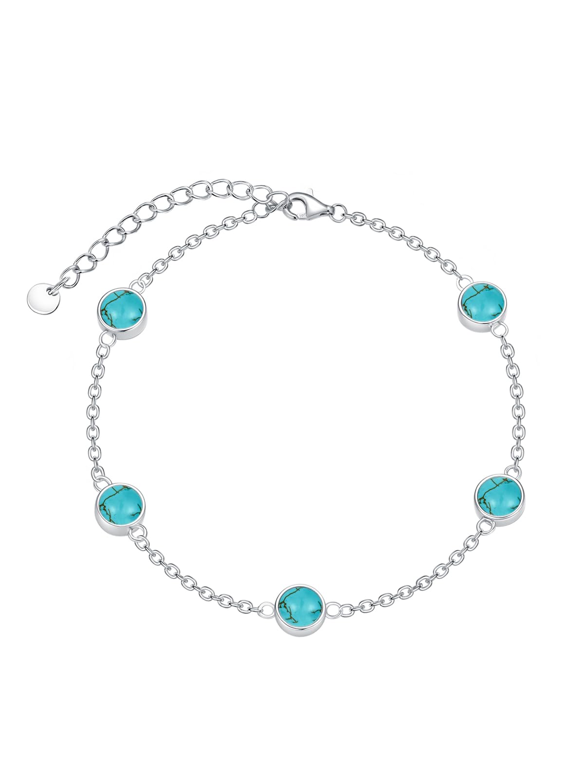 Dorunmo Ankle Bracelet for Women 925 Sterling Silver Natural Stone Bracelet Anklet Summer Beach Jewelry Birthday Gifts for Mom