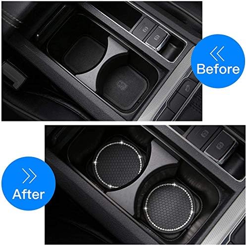WubbaLubba 4 Pack Car Cup Holder Coaster, 2.75 Inch Bling Soft Rubber Pad Set Round Auto Cup Holder Insert Drink Coaster Car Interior Accessories (Black)