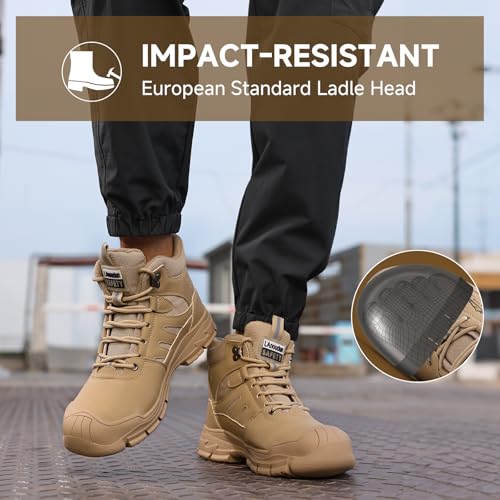 Image of Steel Toe Boots for Men Indestructible High Top Work Shoes for Men Comfortable Safety Shoes Puncture Proof Hiking Construction Shoes Botas de Trabajo para Hombre