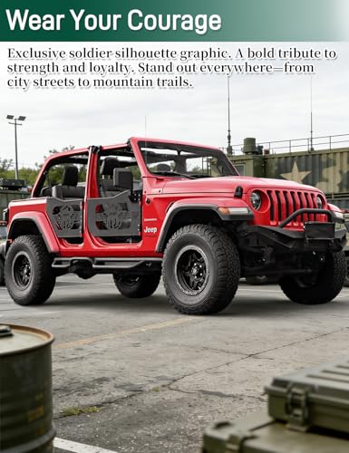 Image of JROAD Jeep Wrangler JL Gladiator Summer Tubular Half Doors Fit For 2018-2026 Jeep Wrangler JL Unlimited | Gladiator JT 4-Door Soldier Pattern Front & Rear Tube Doors Without Side View Mirror Door