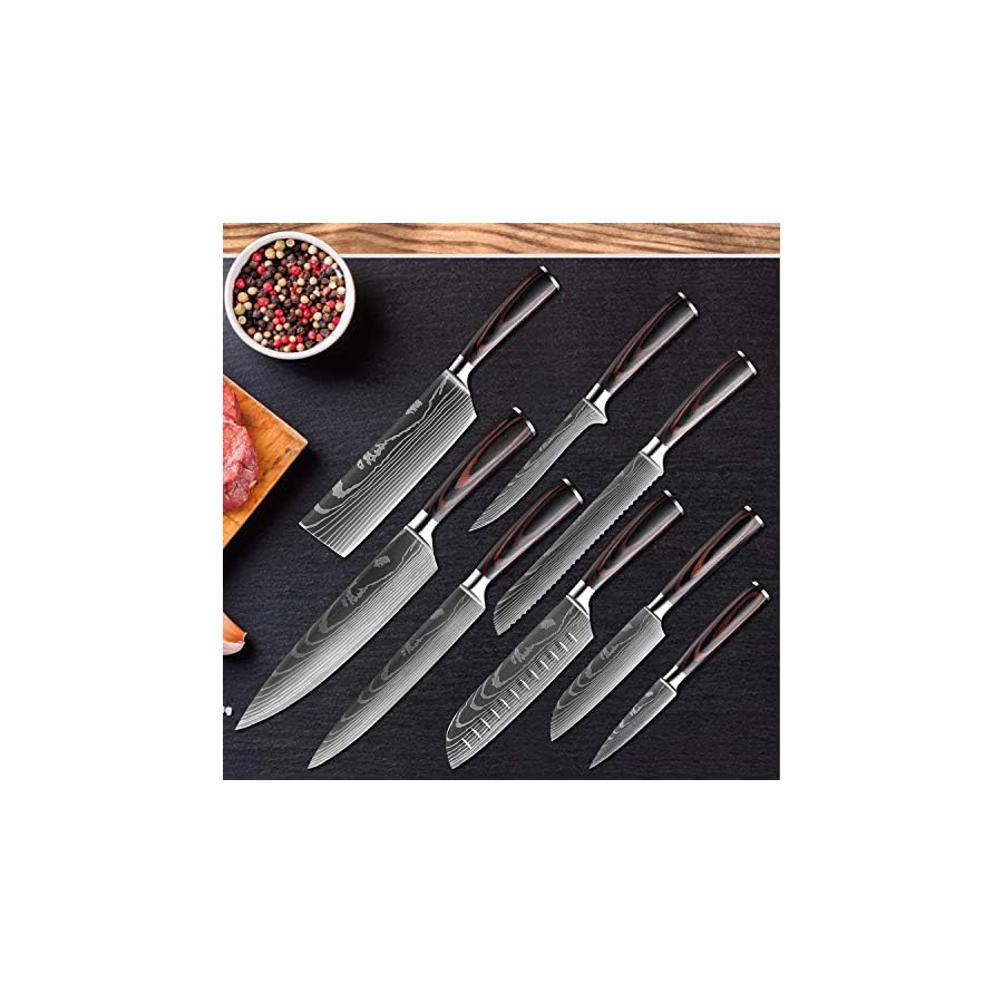 KEPEAK-Kitchen-Knife-Sets-8-piece-35-8-Inch-Chef-Knives-High-Carbon-Stainless-Steel-Pakkawood-Handle-Ultra-Sharp-Cooking-Knife-for-Vegetable-Meat-Fruit KEPEAK Kitchen Knife Sets 8 piece, 3.5-8 Inch Chef Knives High Carbon Stainless Steel, Pakkawood Handle, Ultra Sharp Cooking Knife for Vegetable Meat Fruit