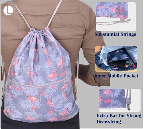 Image of Lify Drawstring Backpack Water Resistant String Bag Sports Sackpack Gym Sack with Side Pocket for Men Women - 1Piece