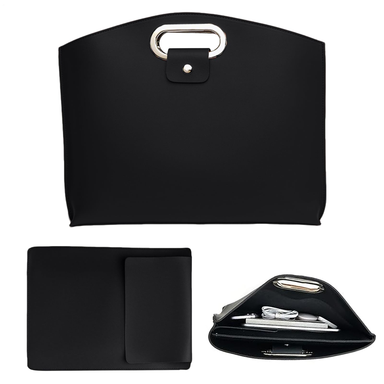 Bolsa para computadora impermeable de cuero PU con protección total elegante 8