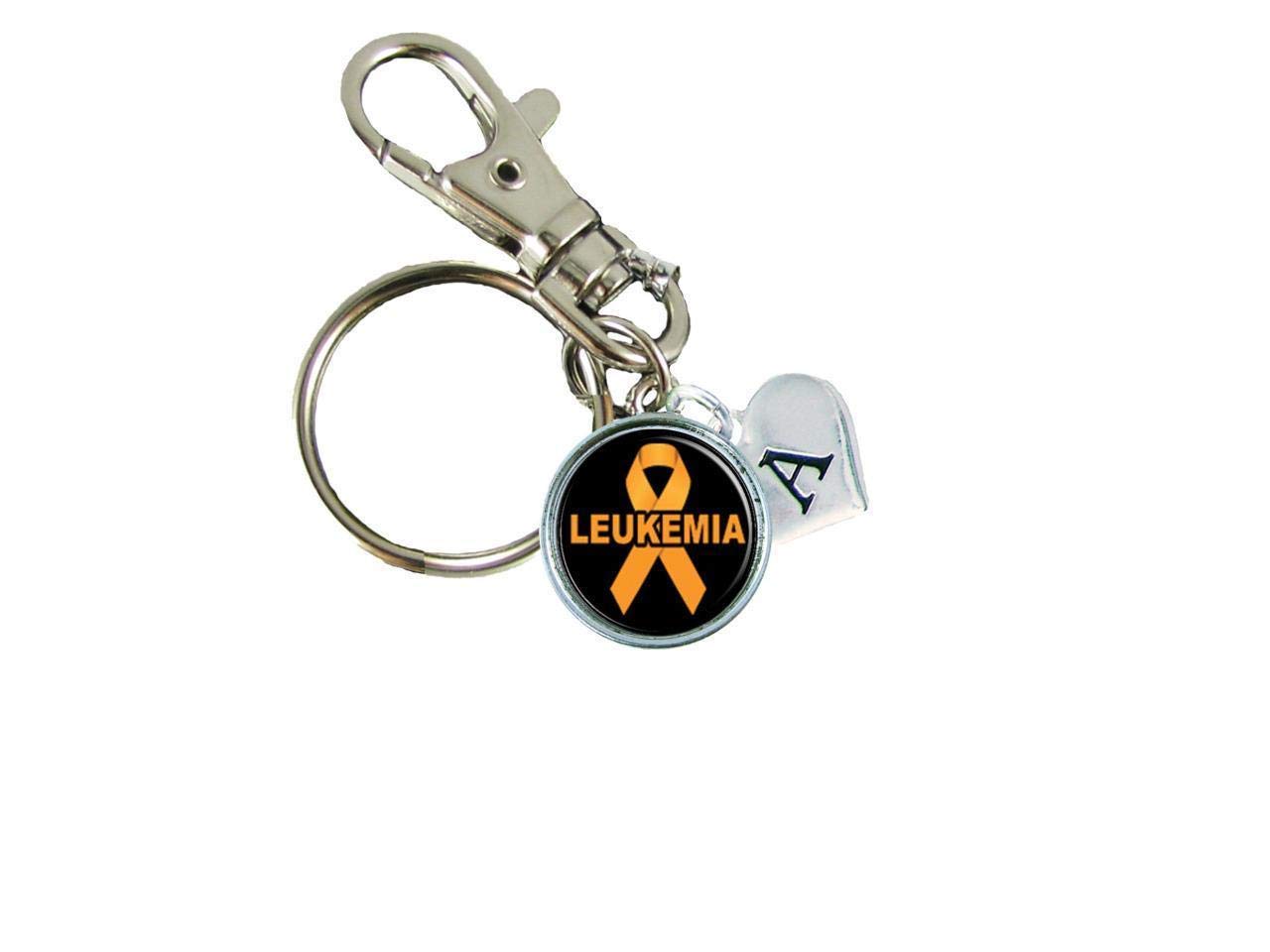 Holly RoadCustom Leukemia Cancer Awareness Ribbon Silver Key Chain Choose Initial