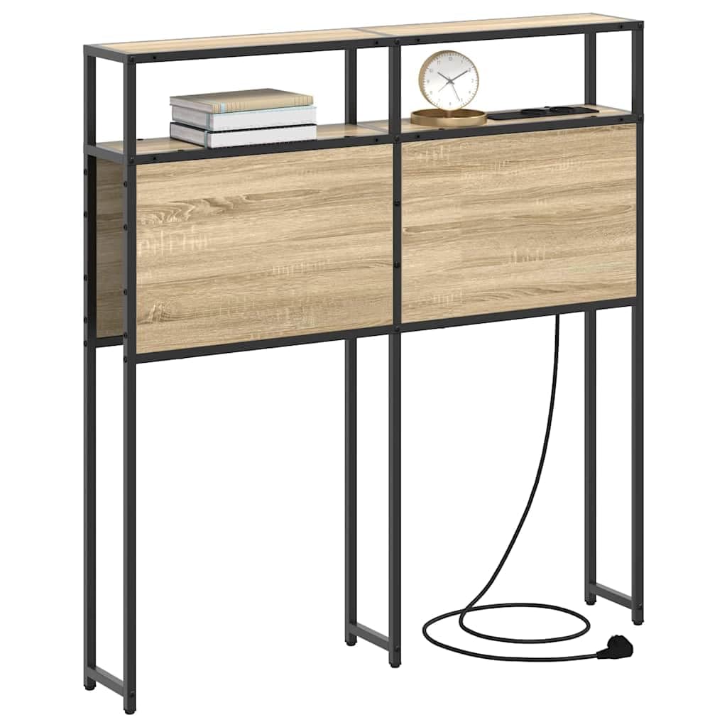 vidaXL Stauraum-Kopfteil mit Speicher Sonoma-Eiche Holzwerkstoff, Moderner Schlafzimmer, rechteckiges Kopfteil mit Stauraum, praktische Regale, stylisches Design, trendgemäßes Möbelstück