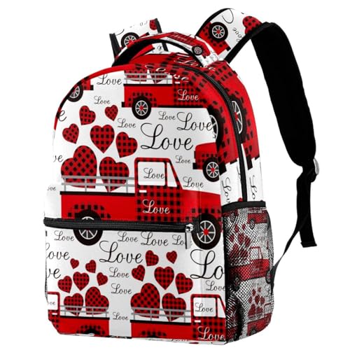 Sac à dos d'école camion rouge pour ados et enfants, grand sac multicolore 40cm