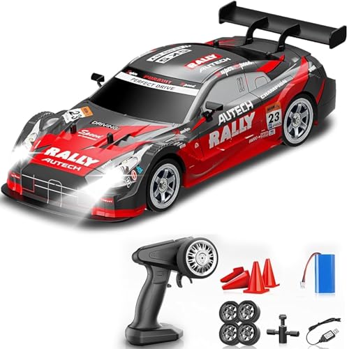 Image of Big Remote Control Car Red | 2.4G Remote Control Drift RC Car with 150m Range, Neon Lights & Music | Rechargeable RC Racing Toy | Best Gift for Boys & Girls 2 3 4 5 6 7 8+ Years