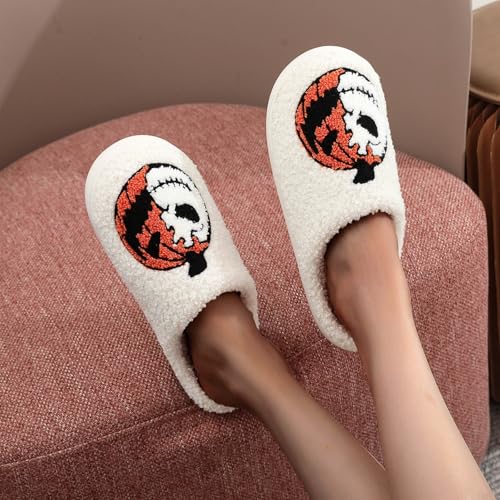 Halloween Slippers for Women Men Cute Cozy Warm Plush Fluffy Warm Slipper Memory Foam Home Shoes Non Slip Fall Slippers Winter House Shoes2