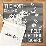 Felt Letter Board, 10x10in Changeable Letter Board with Letters White 300 Piece - Felt Message Board, Oak Frame Wooden Letter Board for Baby Announcements, Milestones, Office Decor & More (Gray)