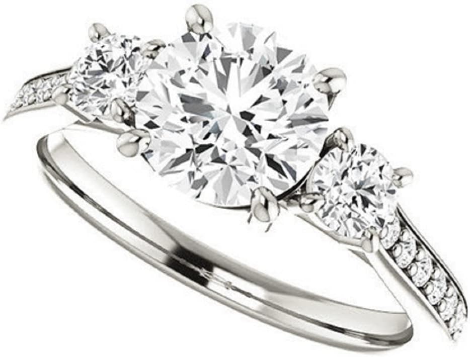 10K Solid White Gold Handmade Engagement Rings 1.0 CT Round Cut Moissanite Diamond Solitaire Wedding/Bridal Ring Set for Women/Her Propose Ring